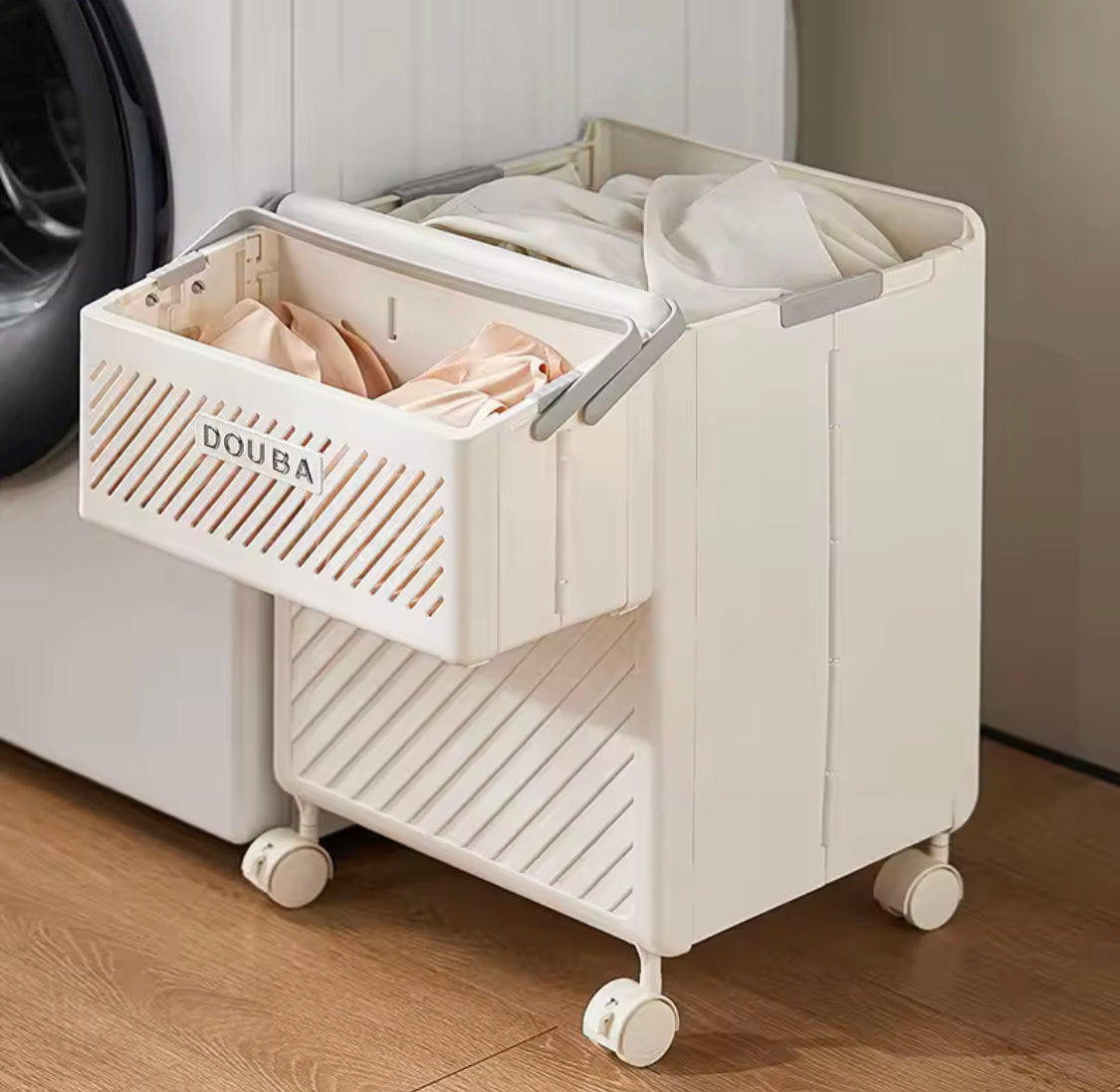 Foldable Clothes Storage Basket With Wheels, Multifunctional Laundry Basket, Household Large Capacity Bathroom Storage Basket Foldable Clothes Storage Basket With Wheels, Multifunctional Laundry Basket, Household Large Capacity Bathroom Storage Basket